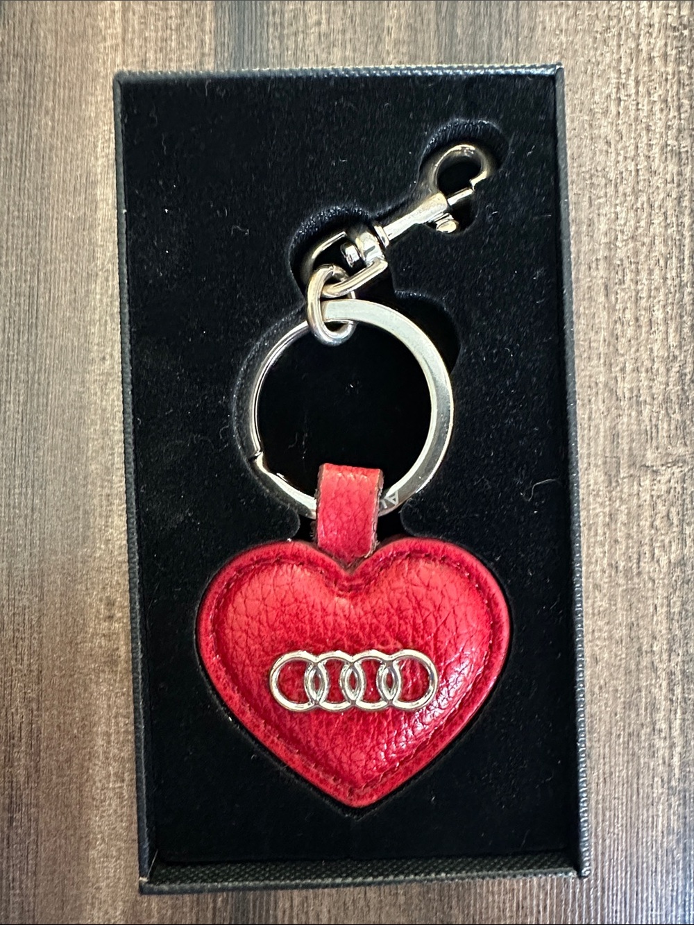 Audi Red Heart Leather Keychain - Branded Women Accessories